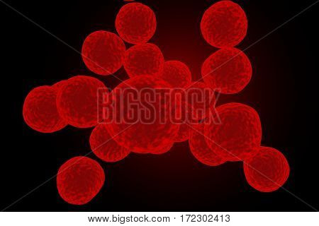 Bacteria Staphylococcus aureus MRSA isolated on black background, 3D illustration