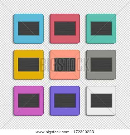 Realistic photographic slides. Retro design for photo presentation. Vector illustration