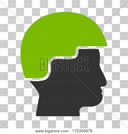 Soldier Helmet vector pictogram. Illustration style is flat iconic bicolor eco green and gray symbol on a transparent background.