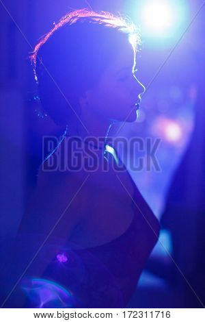 Beautiful Girl On The Background Of The Projector