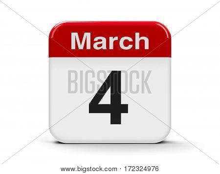 Calendar web button - The Fourth of March three-dimensional rendering 3D illustration