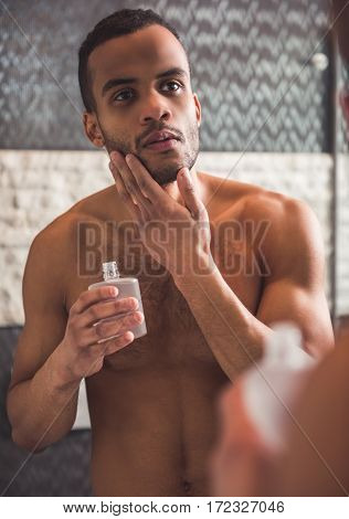 Afro American Man In Bathroom