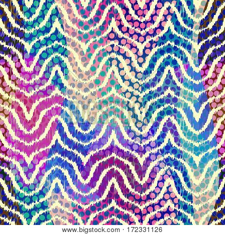 Seamless chevron pattern, based on ikat fabric style.