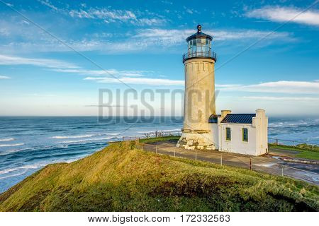 North Head Lighthouse at Pacific coast, Cape Disappointment, built in 1898, WA, USA