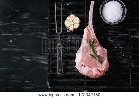 Raw Veal Tomahawk Steak