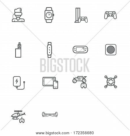Gadgets vector icons set in simple outline style. For you websites and app