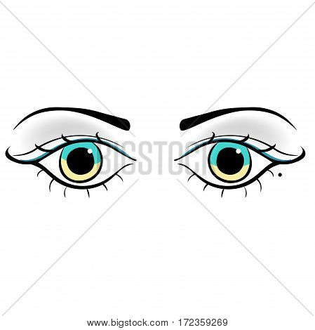 Eyes Young Women Look Forward Silhouette. Vector Illustration