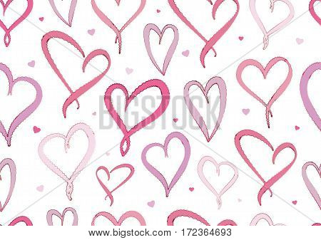 Valentine's Day Violet Hearts Seamless pattern on white background.