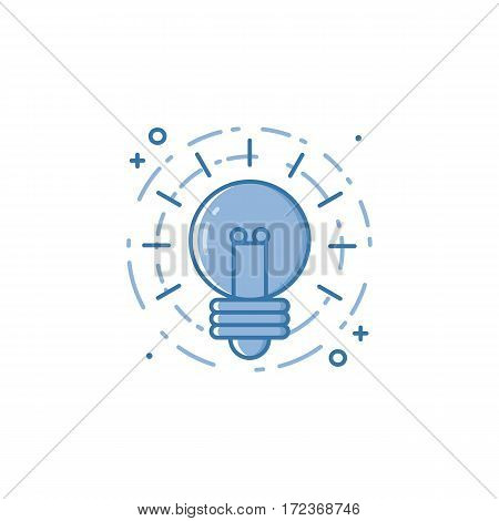 Vector business illustration of light bulb in flat linear style. Graphic design concept of creative idea. Use in Web Project and Applications. Outline stock object.