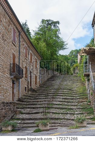 Old staircase in the town of Largentiere in the Ardeche region of France