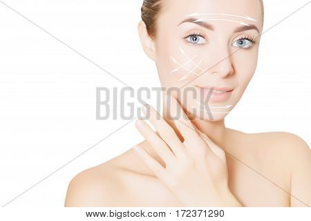 beauty woman face with surgery marks for graphic design