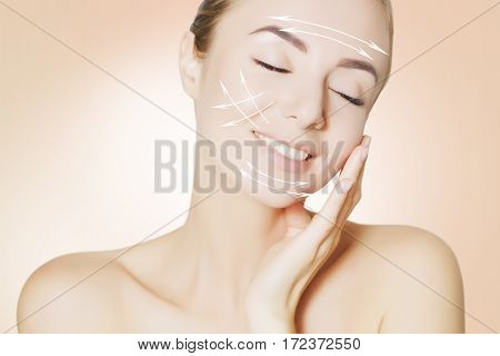 beauty woman face with surgery marks for graphic design