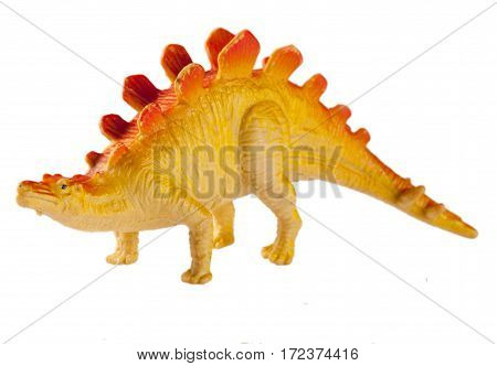 plastic dinosaur toy isolated on white background.