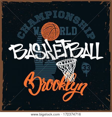 Basketball t-shirt print design for apprel vector