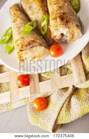 fried shad with chilli, australian fish with herbs