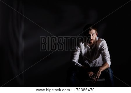 Desperate Man Sitting Alone