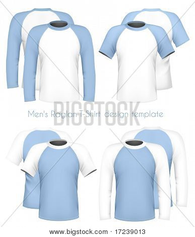 Vector illustration. Men's raglan t-shirt design template (front & back).