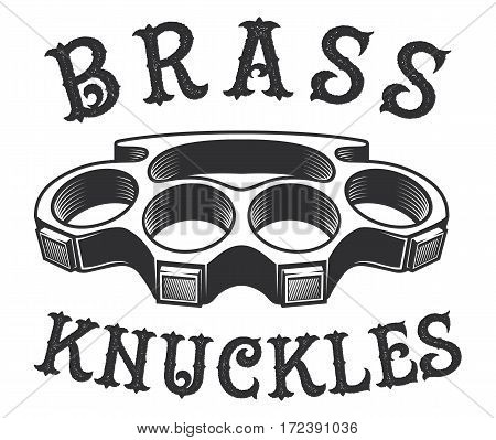 Brass knuckles vector illustration on white background. Text is on the separate layer.