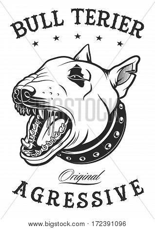 Bull terrier vector illustration on white background. Text is on the separate later.