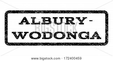 Albury-Wodonga watermark stamp. Text tag inside rounded rectangle frame with grunge design style. Rubber seal stamp with unclean texture. Vector black ink imprint on a white background.