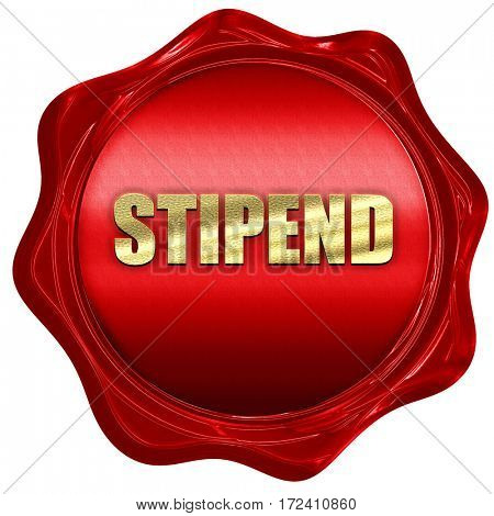 stipend, 3D rendering, red wax stamp with text