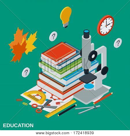 Education flat 3d isometric vector concept illustration