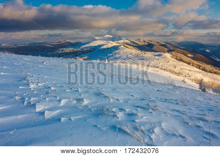 Beautiful Winter Landscape In The Mountains, Bieszczady, Poland