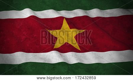 Grunge Flag Of Surinam - Dirty Surinamese Flag 3D Illustration