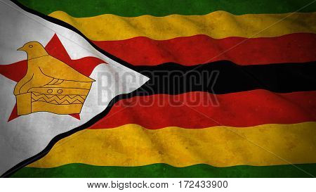 Grunge Flag Of Zimbabwe - Dirty Zimbabwean Flag 3D Illustration