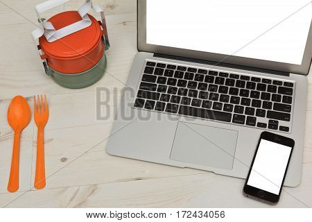 Break for lunch in the office or in college with asian-styled food containers bento made of colored metal