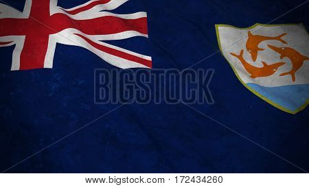 Grunge Flag Of Anguilla - Dirty Anguillan Flag 3D Illustration