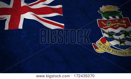 Grunge Flag Of Cayman Islands - Dirty Caymanian Flag 3D Illustration