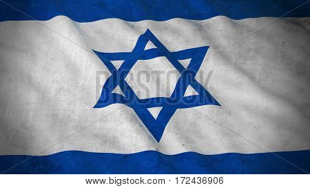 Grunge Flag Of Israel - Dirty Israeli Flag 3D Illustration