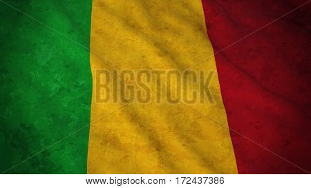Grunge Flag Of Mali - Dirty Malian Flag 3D Illustration