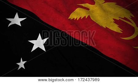 Grunge Flag Of Papua New Guinea - Dirty Papuan Flag 3D Illustration