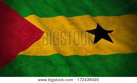 Grunge Flag Of Sao Tome And Principe - Dirty Sao Tomean Flag 3D Illustration