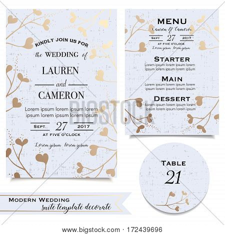 Modern wedding cards collection with invitation save the date card menu table card RSVP
