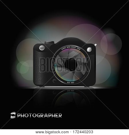 camera image with a wide angle lens on a black background