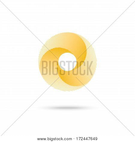 Abstract shape, yellow 3d torus, eps10 vector illustration