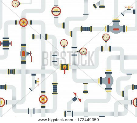 Seamless Stock vector ware pipes system pattern. Flat vector background.