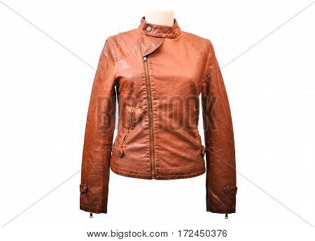 Bright leather jacket from a stylish design