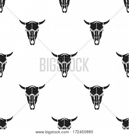 Bull skull icon in black style isolated on white background. Wlid west pattern vector illustration.