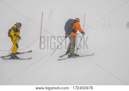 Yamakata, Japan - February 7, 2017: People at Rope-way in winter Zao ski moutain, Yamagata Japan