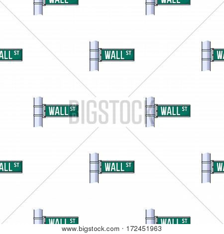 Wall Street sign icon in cartoon style isolated on white background. Money and finance pattern vector illustration.
