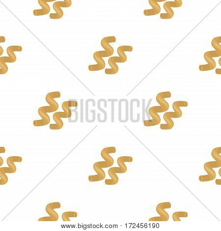 Cavatappi pasta icon in cartoon style isolated on white background. Types of pasta pattern vector illustration.
