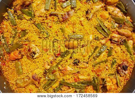 Paella from Spain chicken and rabbit rice recipe from Valencia