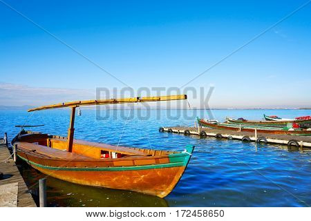Albufera of Valencia boats in the lake in Spain