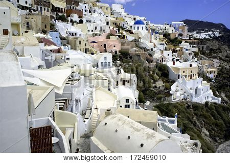 Colorful cliffside town on the Greek island, Santorini