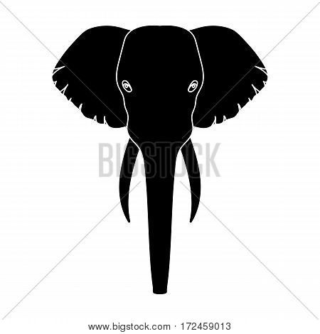 Elephant icon in black design isolated on white background. Realistic animals symbol stock vector illustration.