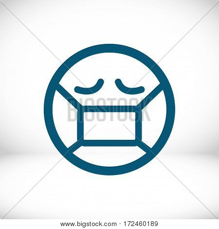 Emoticon with medical mask over mouth icon stock vector illustration flat design